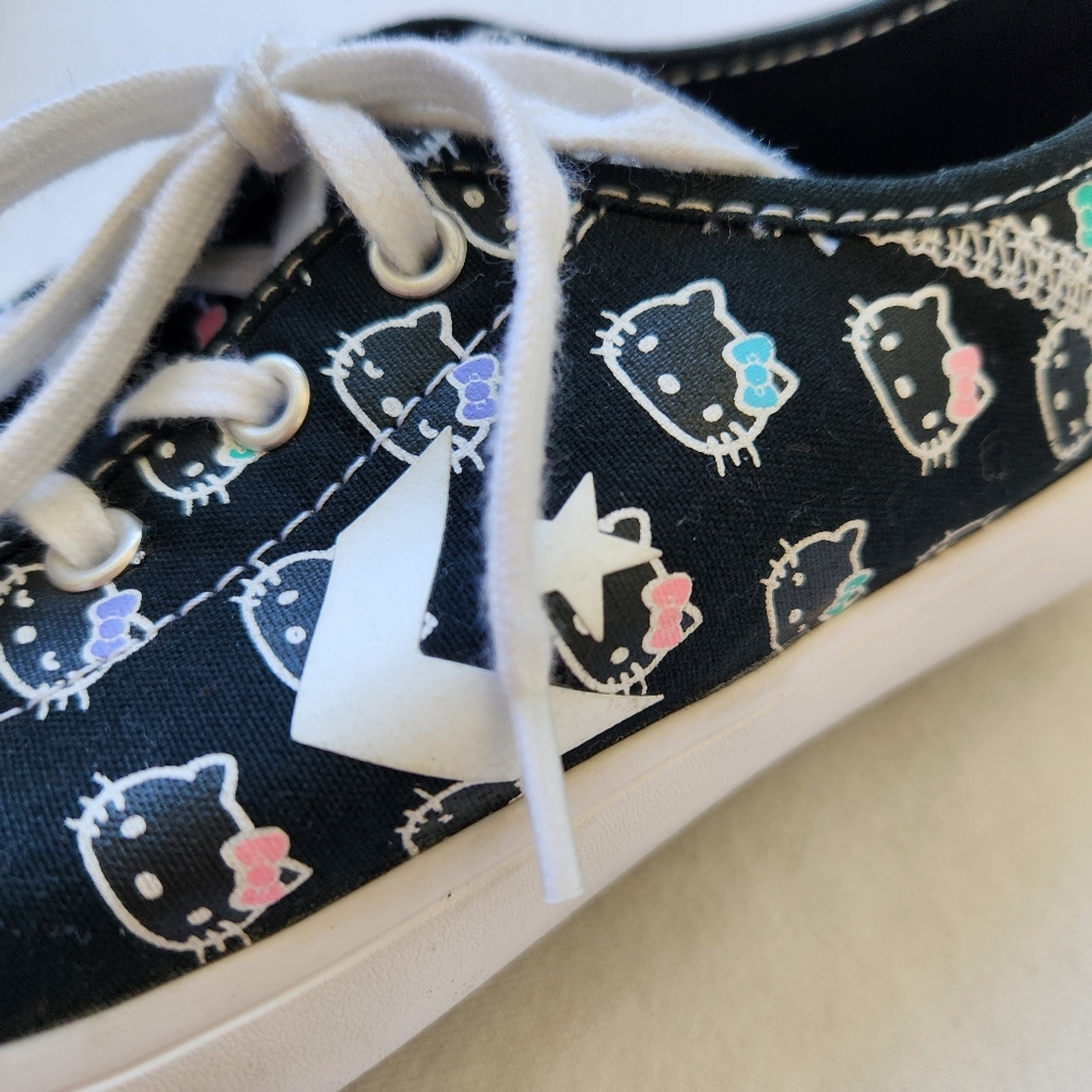 Converse Hello Kitty Print Collab Chuck Taylor Low Sneakers Black Cute Cat 7 - Picture 8 of 16